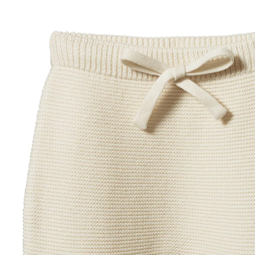 Close-Up Cream knitted pants with a drawstring on a white background