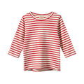 Nature Baby Red and white striped long-sleeve shirt on a white background