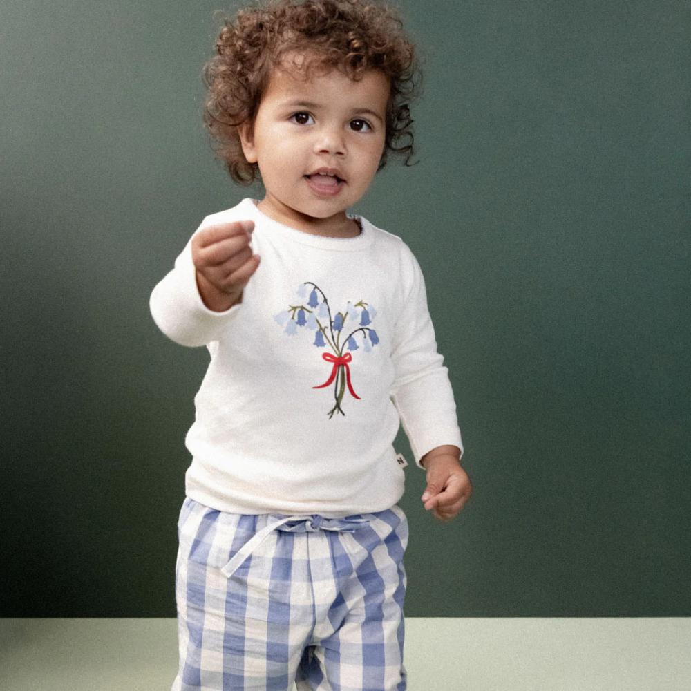 Cotton Long Sleeve Cloud Tee - Bluebelle Natural Print