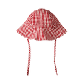 Red and white checkered sun hat on a white background