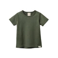 Forest green merino wool t-shirt on a white background