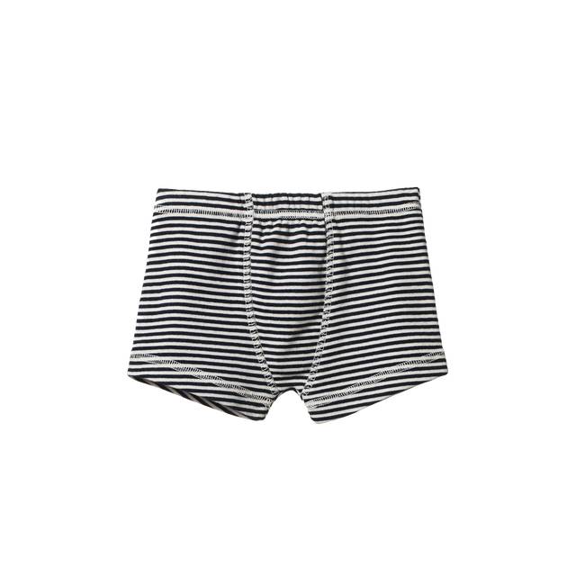Boys Boxer Shorts - Navy Stripe on a white background. 