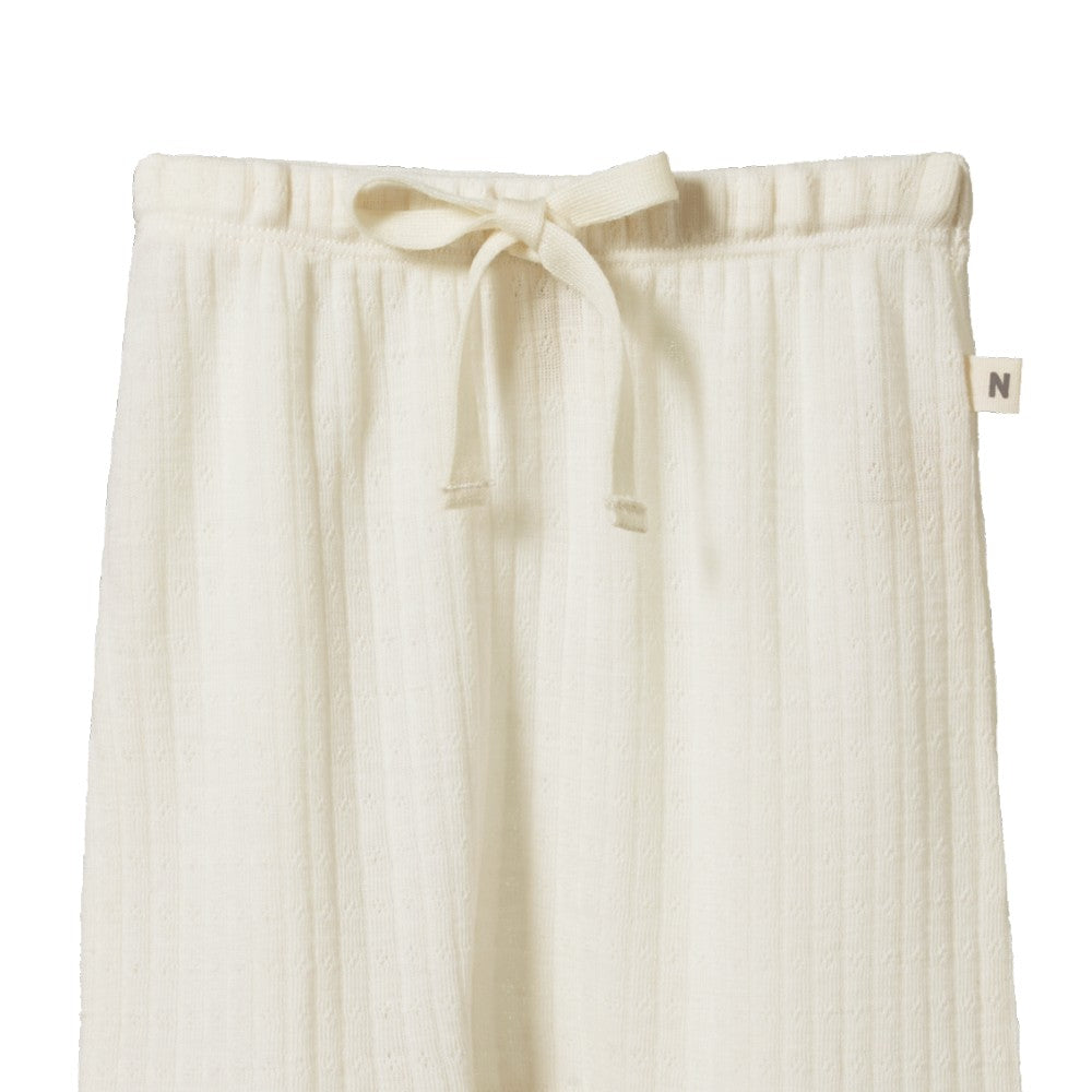 Merino Pointelle Drawstring Pants - Natural
