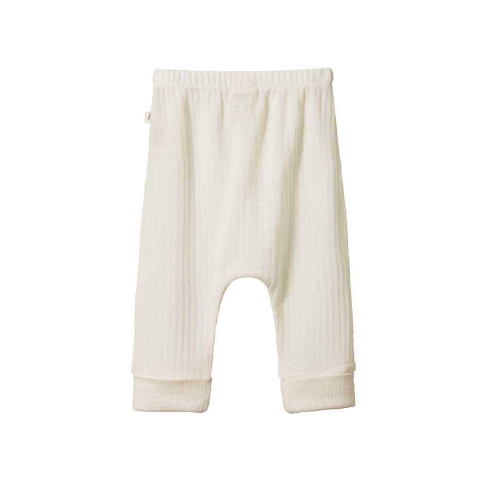 Merino Pointelle Drawstring Pants - Natural