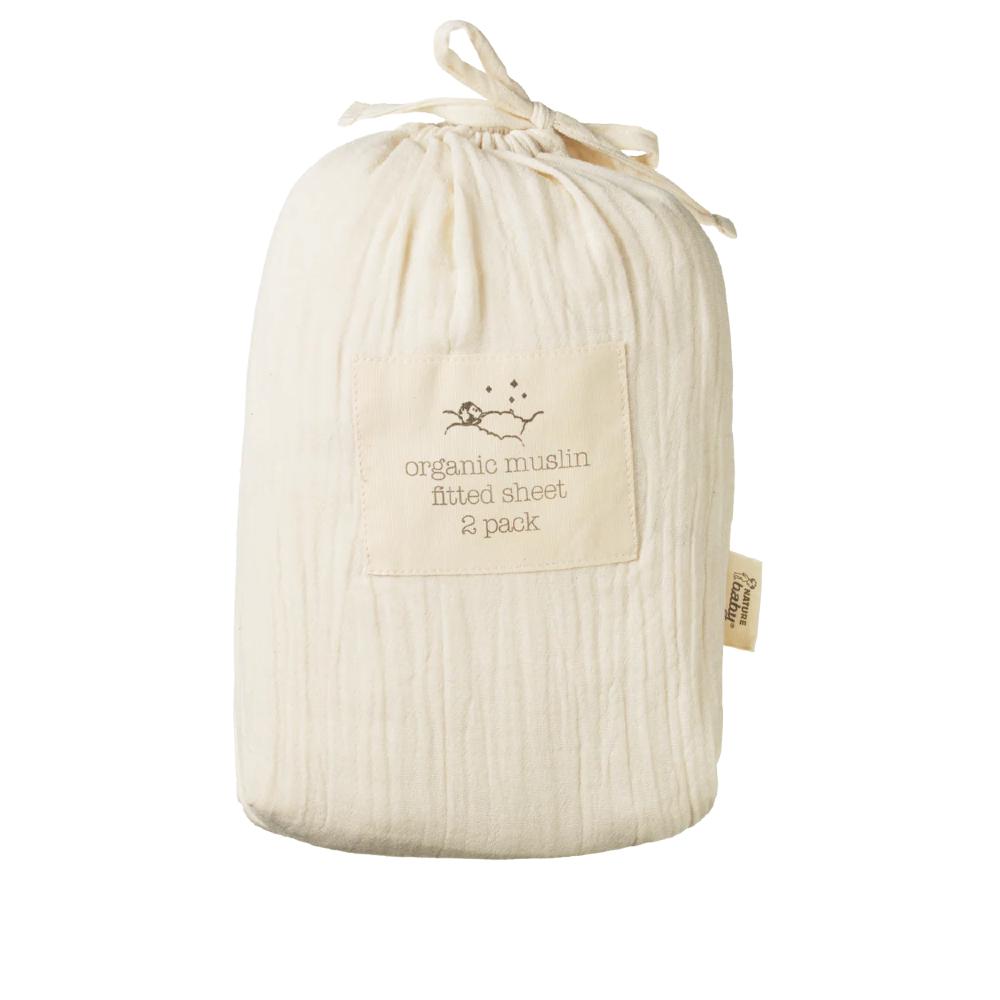 Muslin Fitted Sheet 2pk - Natural