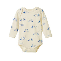 Cotton Long Sleeve Bodysuit - Dog Walk Print