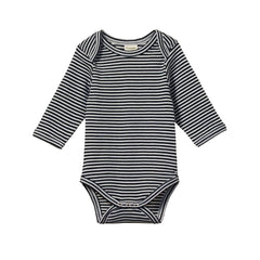 Cotton Long Sleeve Bodysuit - Navy Stripe