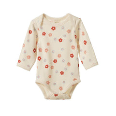 Cotton Long Sleeve Bodysuit - Petite Flora Stamp