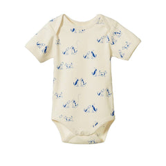 Cotton Short Sleeve Bodysuit - Dog Walk Print