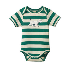 Cotton Short Sleeve Bodysuit - Dog Walk Peppermint