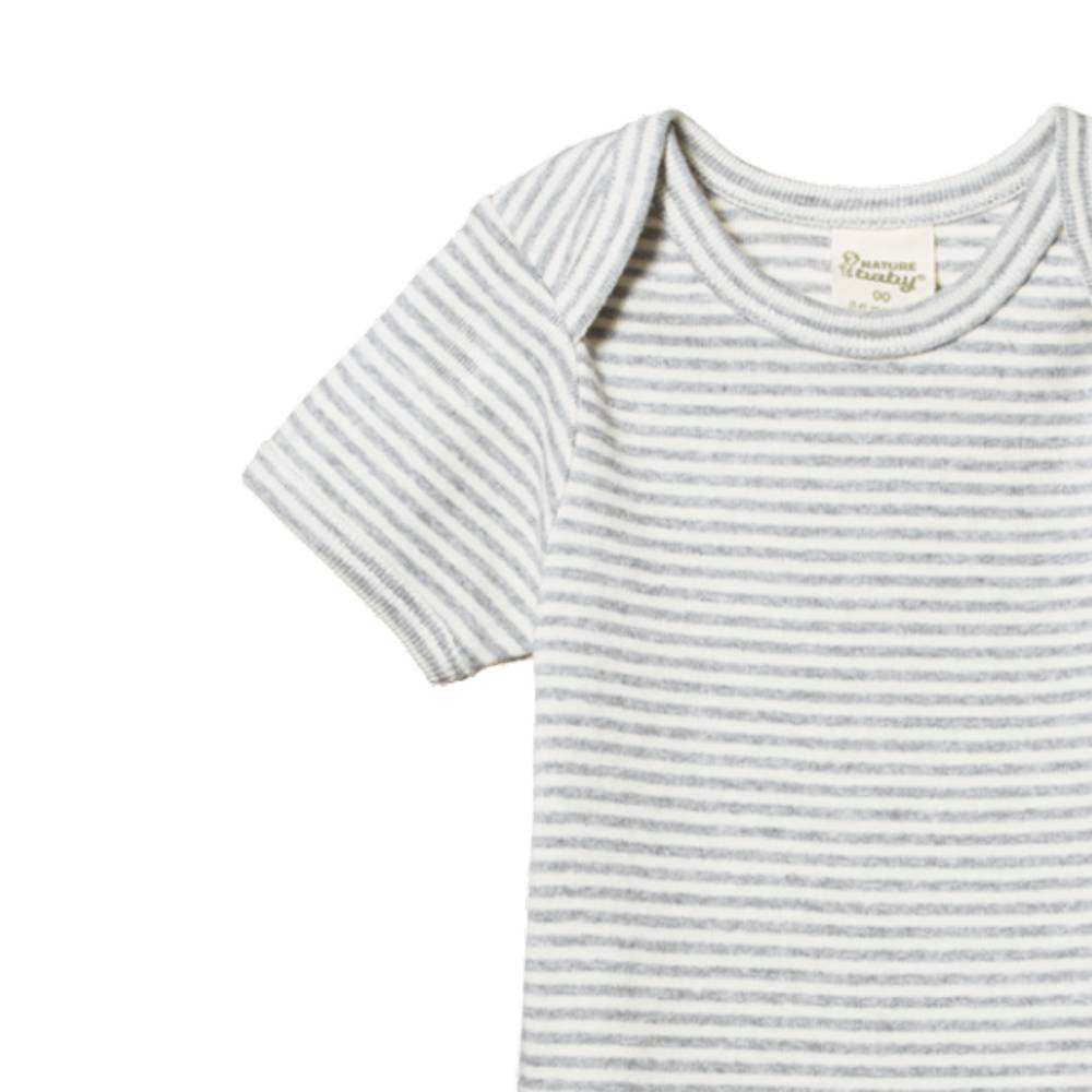Cotton Short Sleeve Bodysuit - Grey Marl Stripe