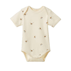 Cotton Short Sleeve Bodysuit - Mini Music Print