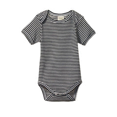 Cotton Short Sleeve Bodysuit - Navy Stripe