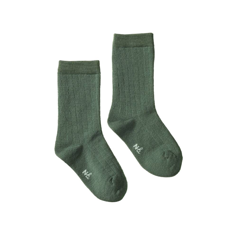 Organic Wool Rib Socks - Nettle