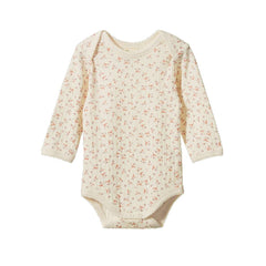 Cotton Pointelle Long Sleeve Bodysuit - Dandelion Print
