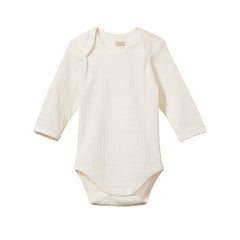 Cotton Pointelle Long Sleeve Bodysuit - Natural