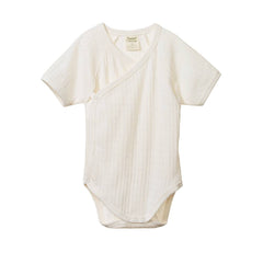 Cotton Pointelle Short Sleeve Kimono Bodysuit - Natural