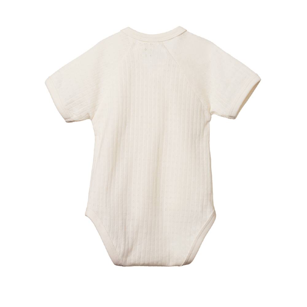 Cotton Pointelle Short Sleeve Kimono Bodysuit - Natural