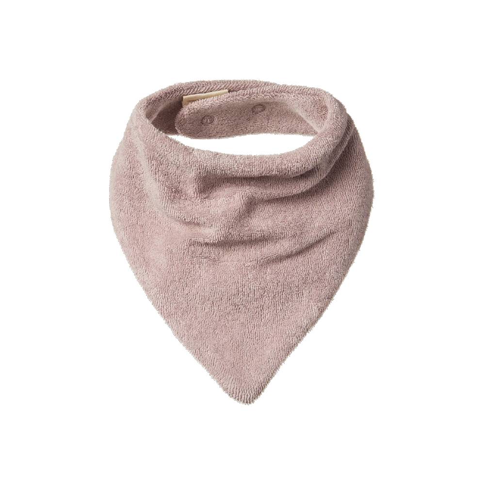 Lilac terry cotton bandana bib on a white background