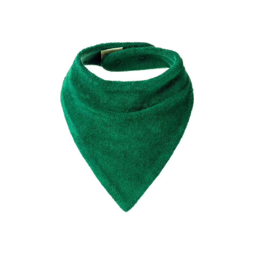 Bright Green cotton terrycloth baby bandana bib on a white background