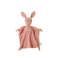 Nature baby Pink rabbit-shaped terry cotton comfort blanket on a white background