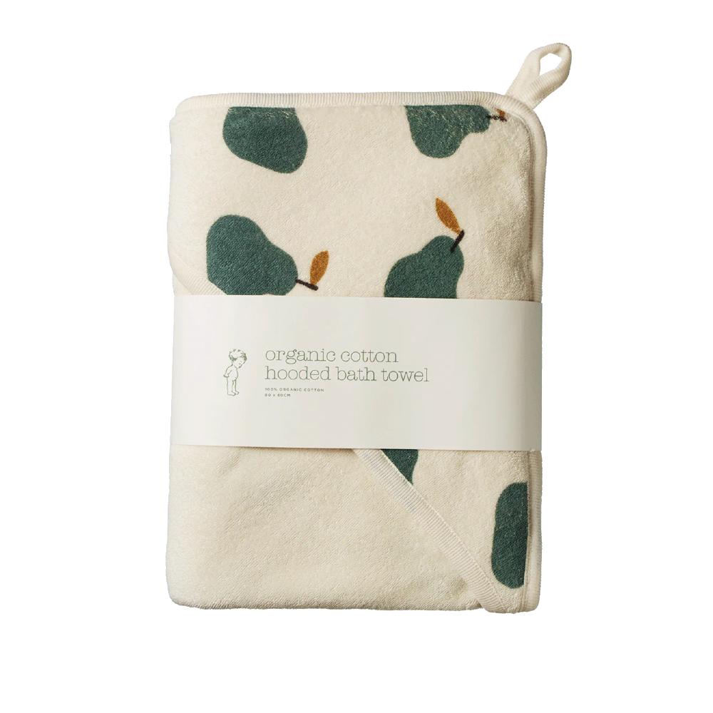 Organic Cotton Hooded Towel - Pear Print