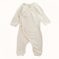 Nature Baby cotton pointelle kimono style stretch and grow suit on a white background