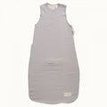 Grey and white Striped cotton merino  baby sleeping bag on a white background