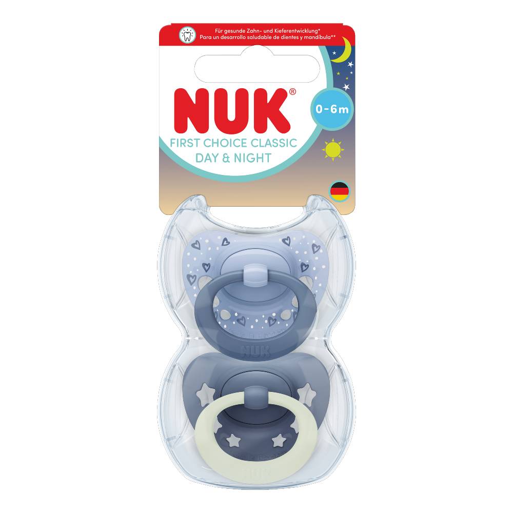 First Choice Classic Day & Night Soother Dummy 2pk - Blue