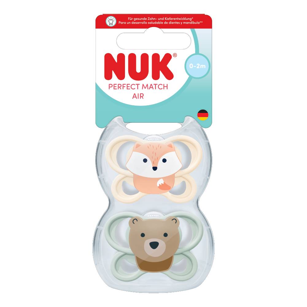 Perfect Match Air Soother Dummy 2pk - Orange Fox/Bear