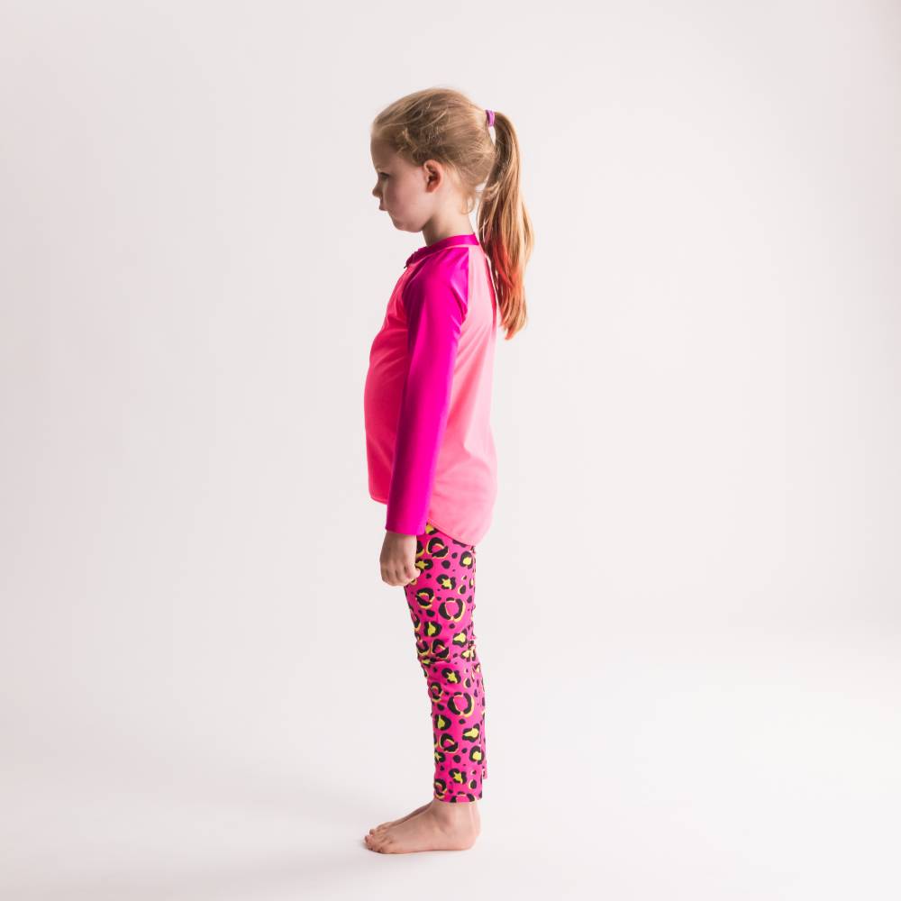 Neon Swim Zip Rash Vest - Neon Pink