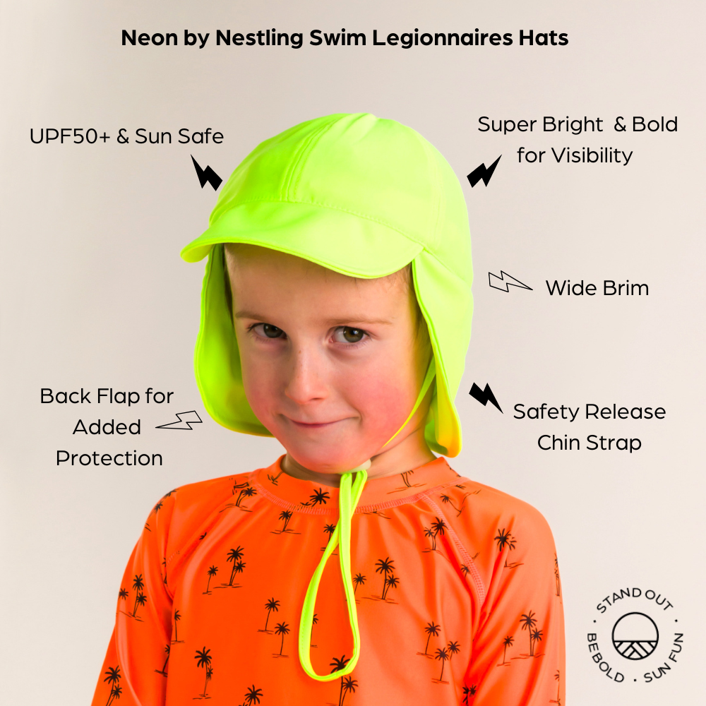 Neon Swim Legionnaire Sun Hat - Neon Green