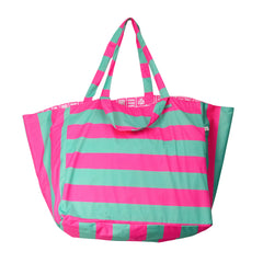 Beach Bag - Pink Teal Stripe