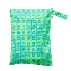 Double Pocket Wet Bag - Green Retro Surf