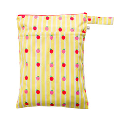 Double Pocket Wet Bag - Lemon Striped Raspberries