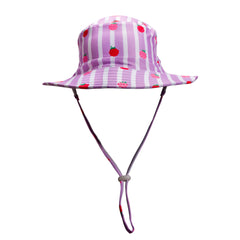 Swim Bucket Hat - Striped Raspberries