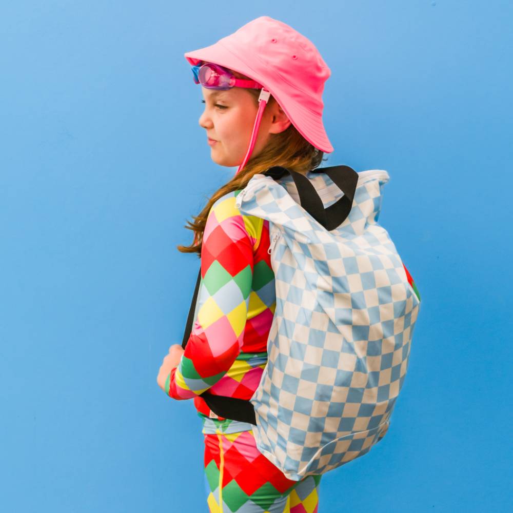 Large Swim Wet Bag - Navy Stripe