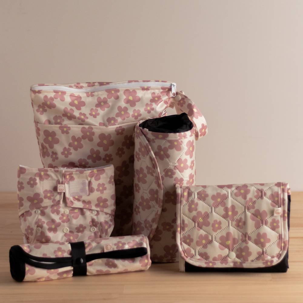 Double Pocket Wet Bag - Pink Ditsy