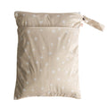 Beige double pocket wet bag with white sun pattern on a white background