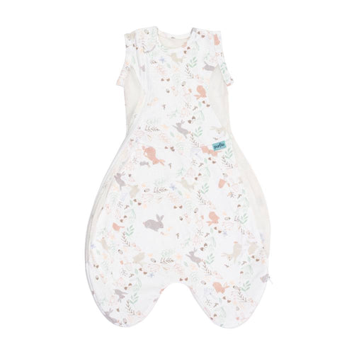 Baby newborn swaddle sleeping bag with animal pattern on a white background