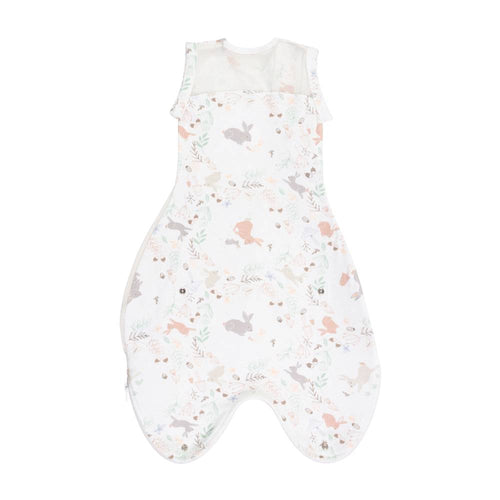 Baby newborn sleeping bag with animal pattern on a white background