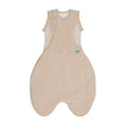 Beige baby sleeping bag on a white background