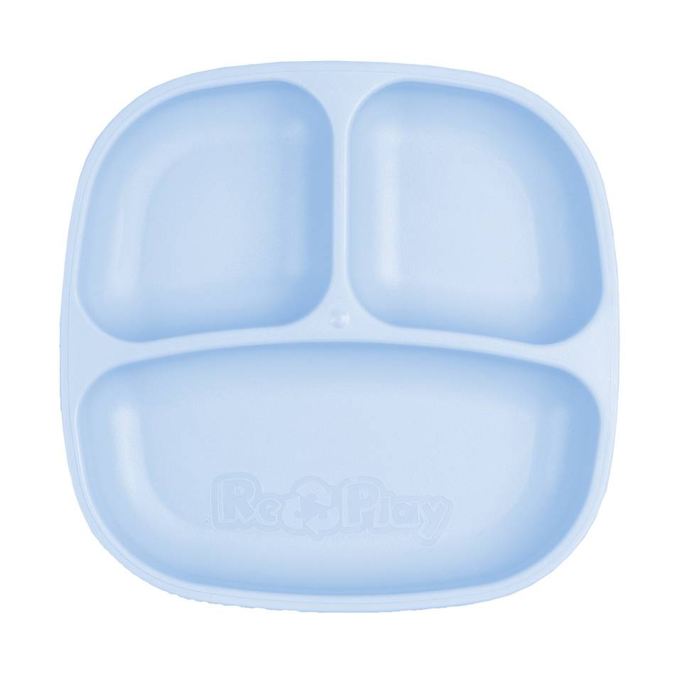 A Re-Play Divided Plate - Ice Blue on a white background