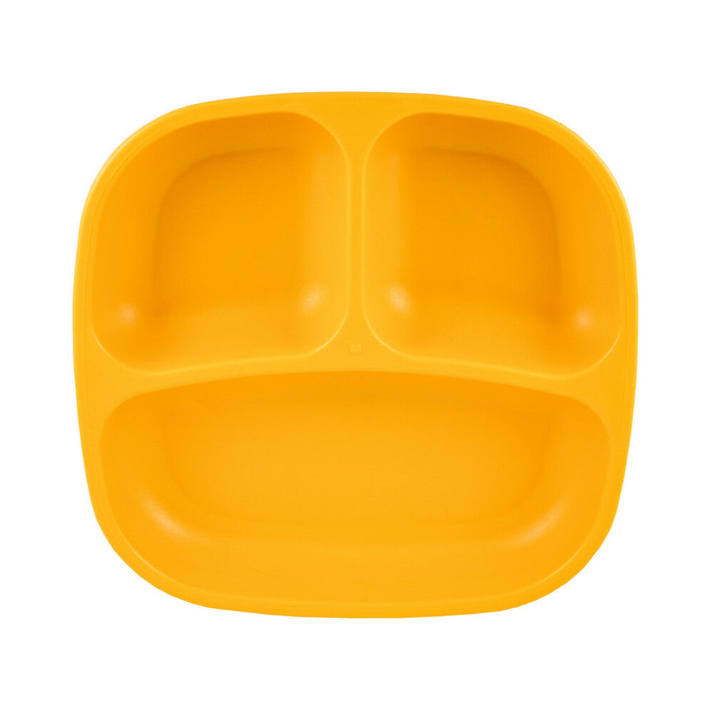A Re-Play Divided Plate - Sunny Yellow on a white background