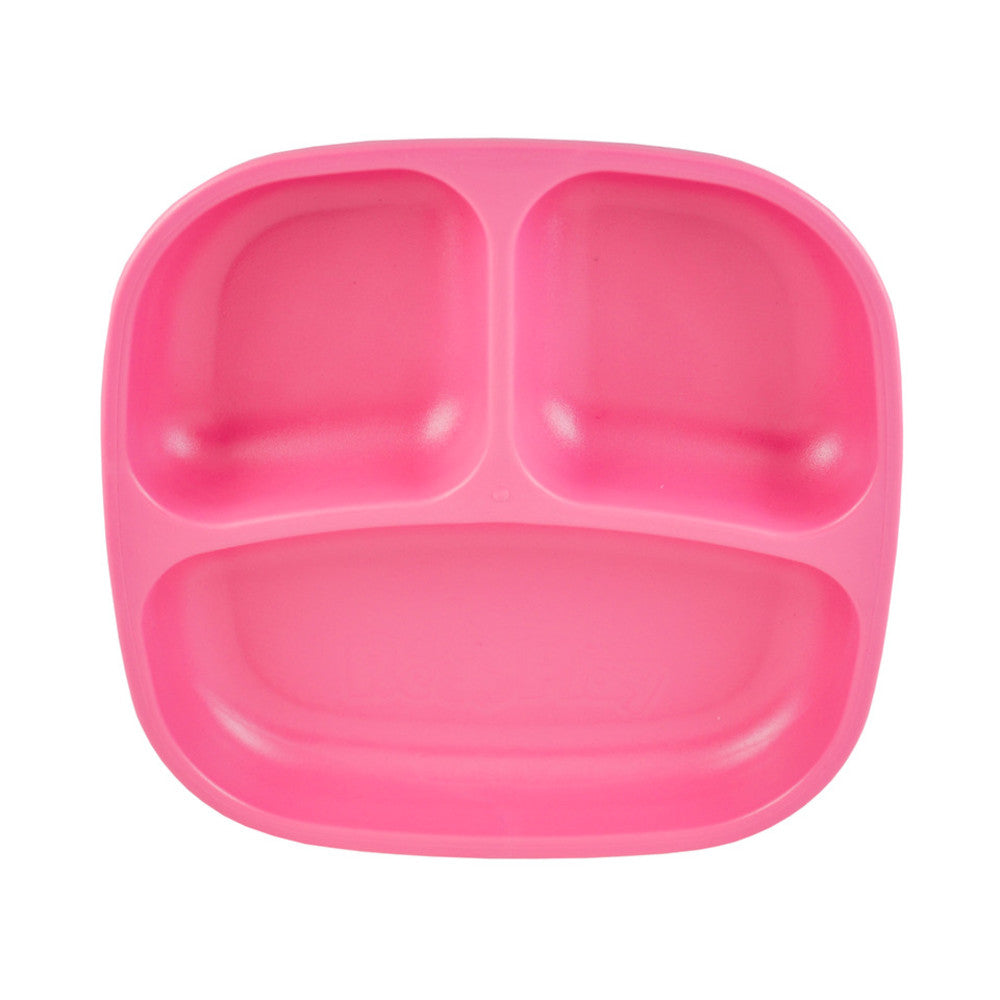 A Re-Play Divided Plate - Bright Pink on a white background