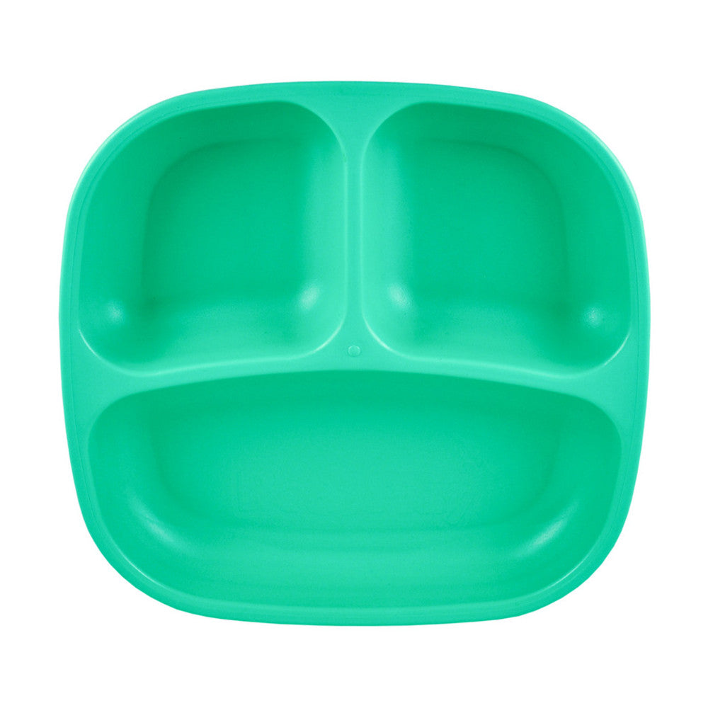 A Re-Play Divided Plate - Aqua on a white background