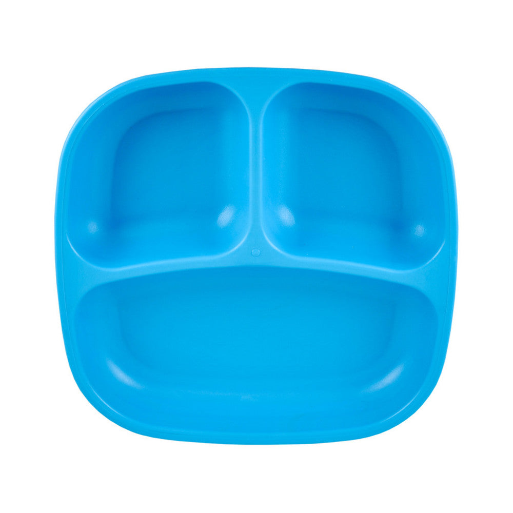 A Re-Play Divided Plate - Sky Blue on a white background