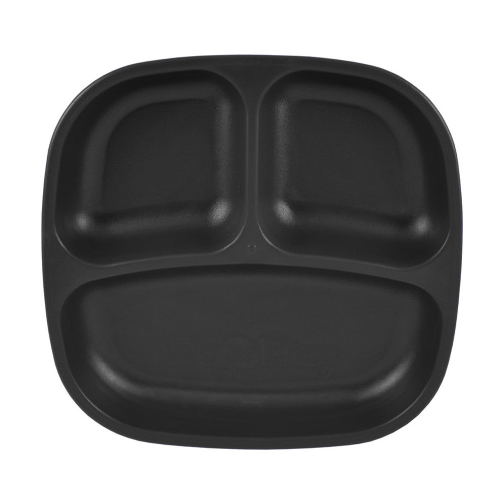 A Re-Play Divided Plate - Black on a white background