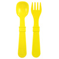 A Re-Play Fork and Spoon - Yellow on a white background