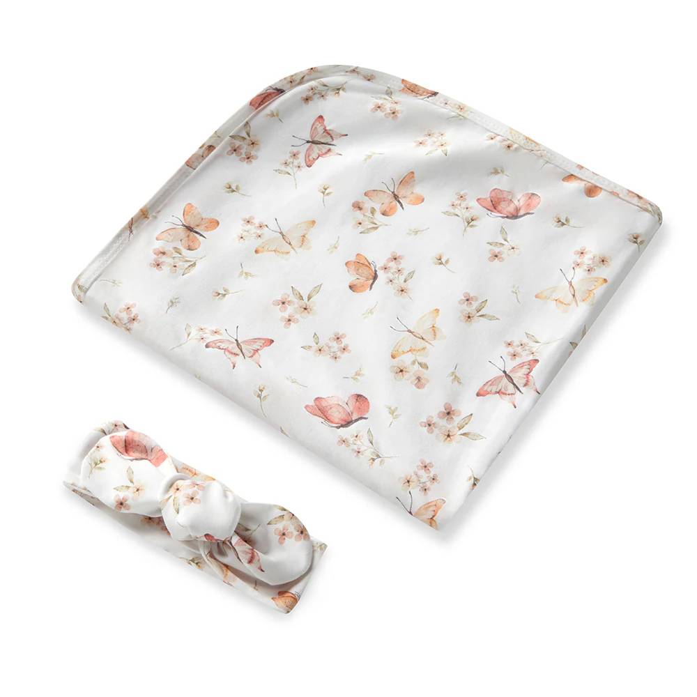 Jersey Wrap & Topknot - Butterfly